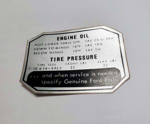 DDF472 Decal, Engine Oil And Tire Pressure