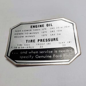 DDF472 Decal, Engine Oil And Tire Pressure