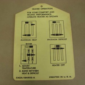 DDF413 Decal, Heater Instruction Tag