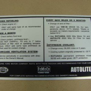 DDF209 Decal, Service Specifications