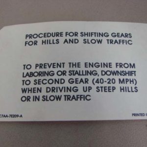 DDF448 3 Speed Transmission Instruction Tag