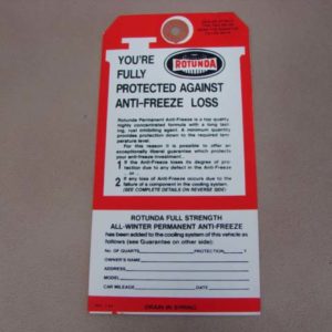 DDF239 Rotunda Antifreeze Tag