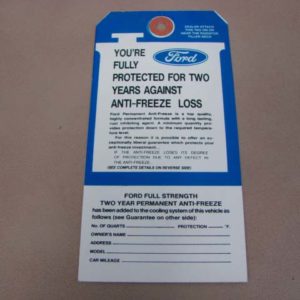 DDF240 Ford Antifreeze Tag