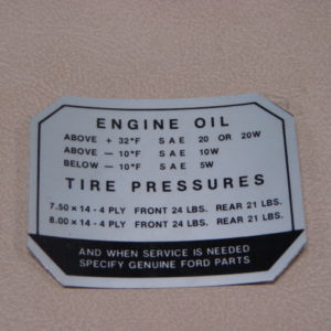 DDF463 Decal, Tire Pressure