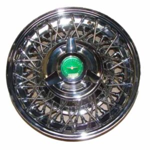 A1015LGN Wire Wheel, Green Center, 15 Inch Tube Type, Chrome